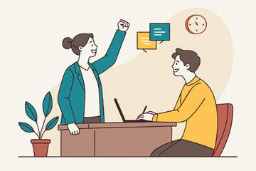 Job interview, business discussion meeting or recruitment manager, candidate answer question or career development, communication or hiring concept, business people answer question in job interview.