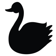 Cute cartoon hand drawn vector swan silhouette.