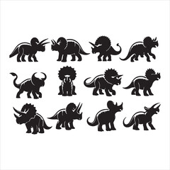 dinosaurs silhouettes set