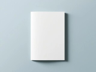 Blank white A4  brochure mockup on light blue background.
