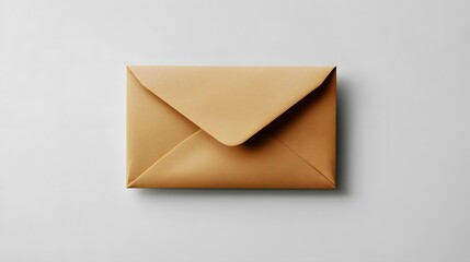 Closed Brown Paper Envelope on a Neutral Background Ready for Communication and Delivery