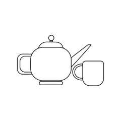 Teapot and cup icon. illustration of hot tea dish