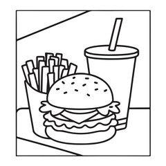 Summer Coloring Pages, bold & easy coloring page, summer background, summer food, Summer vacation, Hand drawn coloring page, Summer set of icons, Travel, beach, summer holidays, Vector illustration