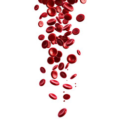 Flowing Red Blood Cells on transparent background