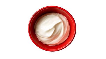 Creamy White Substance in Red Bowl on Isolated Background Ideal for Culinary and Food Photography Needs