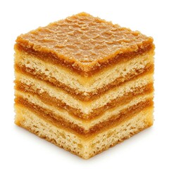 Fototapeta premium Honey cake dessert, square honey cake isolated background