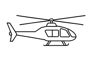 Helicopter Line Art Vector Illustration on White Background