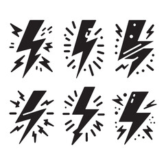 Lightning bolt icons silhouette set Vector Illustration design.