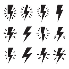 Lightning bolt icons silhouette set Vector Illustration design.