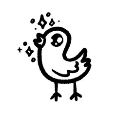 Fototapeta premium wow baby chicken chick love png cartoon cute handwrite kid and doodle line outline hand-writen clipart element design for decoration design art