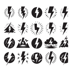 Lightning bolt icons silhouette set Vector Illustration design.