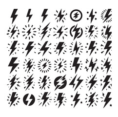 Lightning bolt icons silhouette set Vector Illustration design.