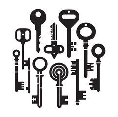 Minimal keys silhouettes vector illustration design.
