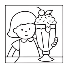 Summer Coloring Pages, bold & easy coloring page, summer background, summer food, Summer vacation, Hand drawn coloring page, Summer set of icons, Travel, beach, summer holidays, Vector illustration
