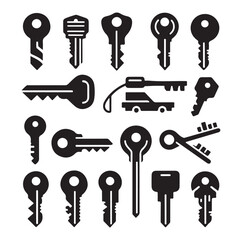 Minimal keys silhouettes vector illustration design.