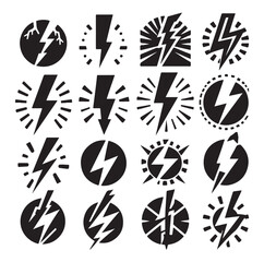 Lightning bolt icons silhouette set Vector Illustration design.