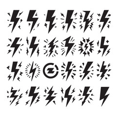 Lightning bolt icons silhouette set Vector Illustration design.