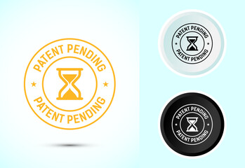 Patent pending icon design illustration, patent pending logo, badge, seal emblem, Color black and white
