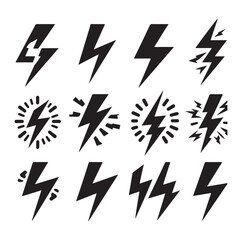 Lightning bolt icons silhouette set Vector Illustration design.