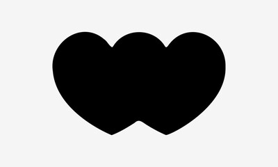 Double Heart Twin Shape Two Black Love Symbol Pair Silhouette Vector Illustration Design