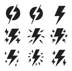 Lightning bolt icons silhouette set Vector Illustration design.