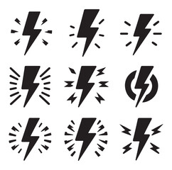 Lightning bolt icons silhouette set Vector Illustration design.