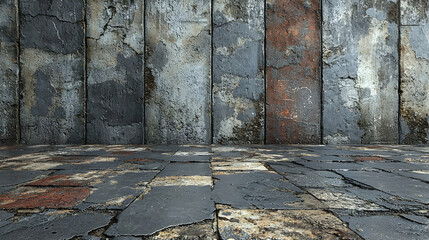 Distressed Wall and Floor Backdrop with Cracked Paint and Texture