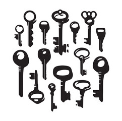 Minimal keys silhouettes vector illustration design.