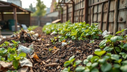 Lush Green Seedlings Growing in Rich Soil Urban Gardening Spring Growth