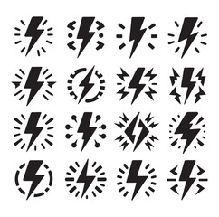 Lightning bolt icons silhouette set Vector Illustration design.