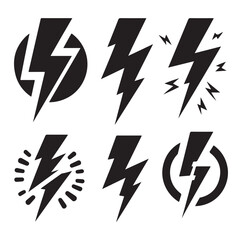 Lightning bolt icons silhouette set Vector Illustration design.