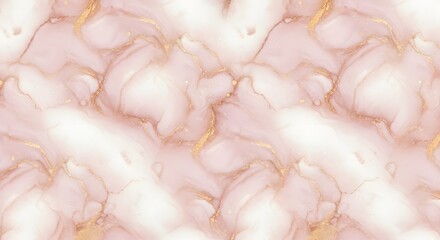 Delicate swirls of pastel pink and white blend together in a smooth and mesmerizing abstract design, accented with delicate veins of gold.
