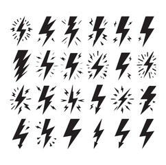 Lightning bolt icons silhouette set Vector Illustration design.