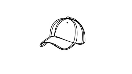 one line drawing illustration of a baseball hat 