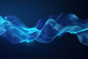Abstract blue light waves on dark background with glowing effects