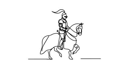 medieval knight one continuous line drawing