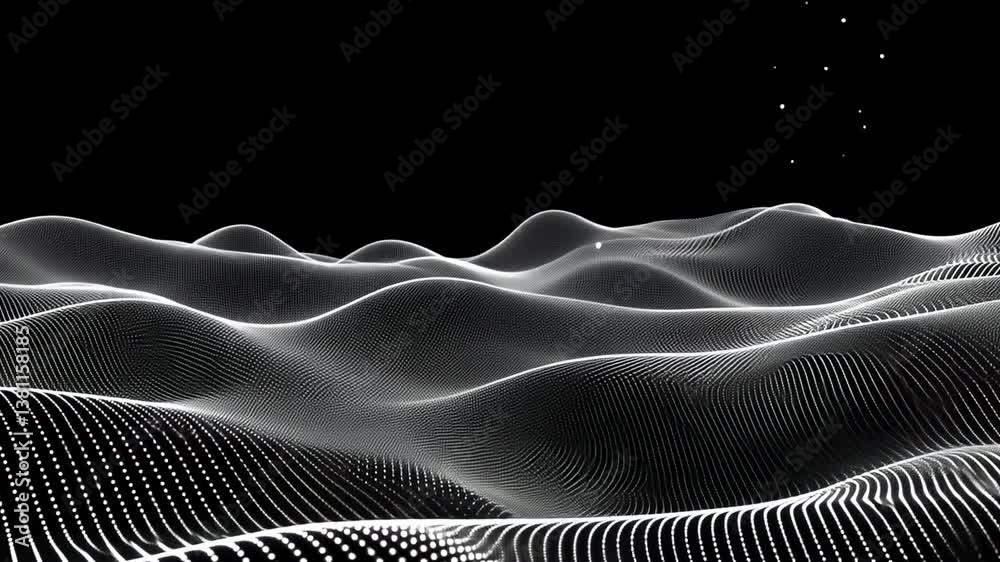 Poster flowing particles create smooth wave lines in abstract design generative ai