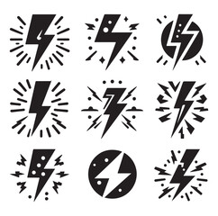 Lightning bolt icons silhouette set Vector Illustration design.
