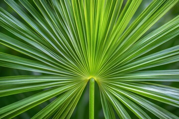 Obraz premium Vibrant green palm leaf with radiating lines and detailed texture