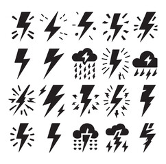 Lightning bolt icons silhouette set Vector Illustration design.