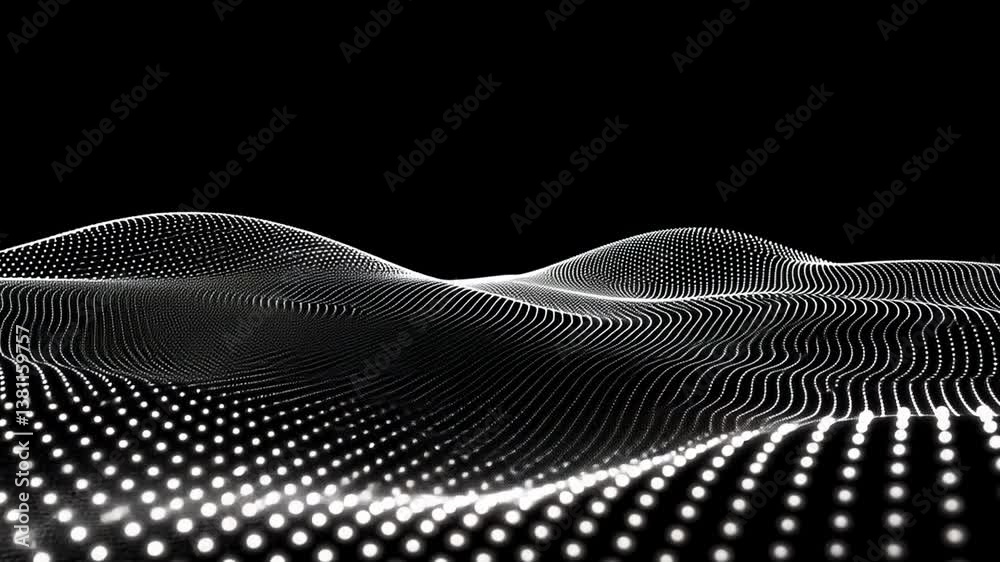 Poster flowing particles create a dynamic abstract wave design generative ai