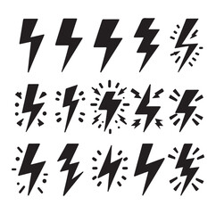 Lightning bolt icons silhouette set Vector Illustration design.