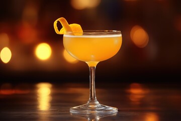 Naked and Famous Cocktail in a Neon-Lit Nightclub