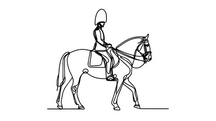 minimalist continuous one line drawing illustration of an english guard on a horse