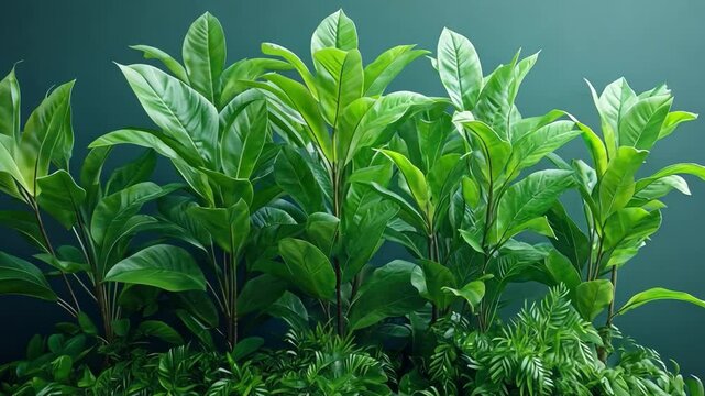 Emerald Lushness: A vibrant tableau of verdant plants, showcasing a rich diversity of leaf textures and forms, creating a symphony of green hues.