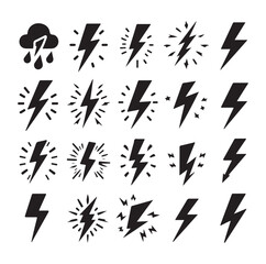 Lightning bolt icons silhouette set Vector Illustration design.
