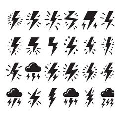 Lightning bolt icons silhouette set Vector Illustration design.