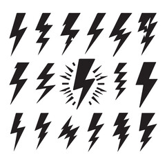 Lightning bolt icons silhouette set Vector Illustration design.
