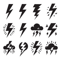 Lightning bolt icons silhouette set Vector Illustration design.