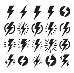 Lightning bolt icons silhouette set Vector Illustration design.